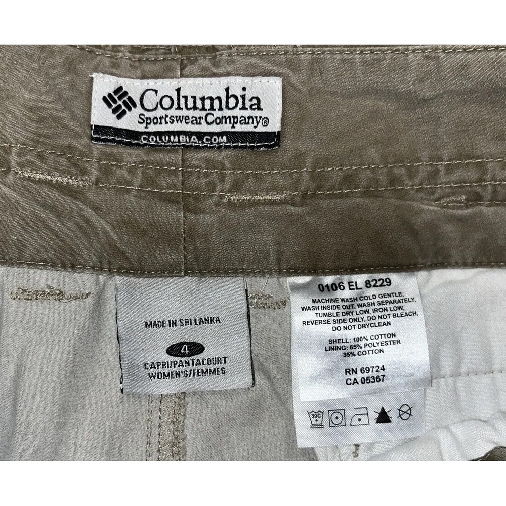 New Women's Columbia Beige Brown Capri Pants Sz 4 Cotton - Picture 4 of 6